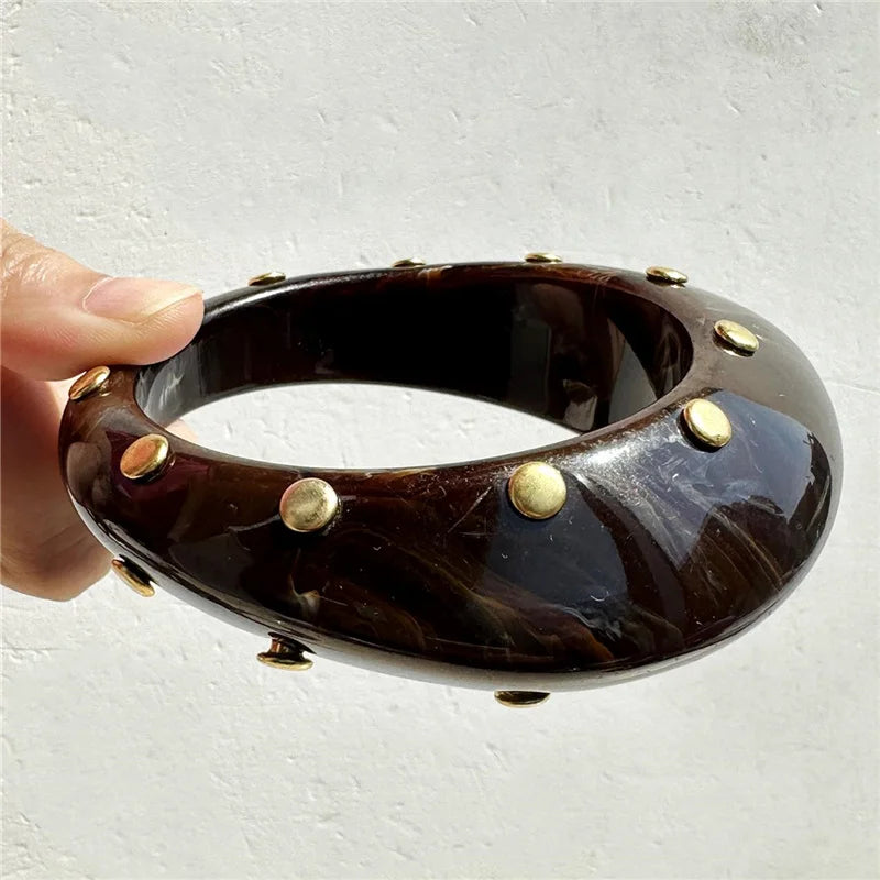 Rivet Resin Statement Bangle