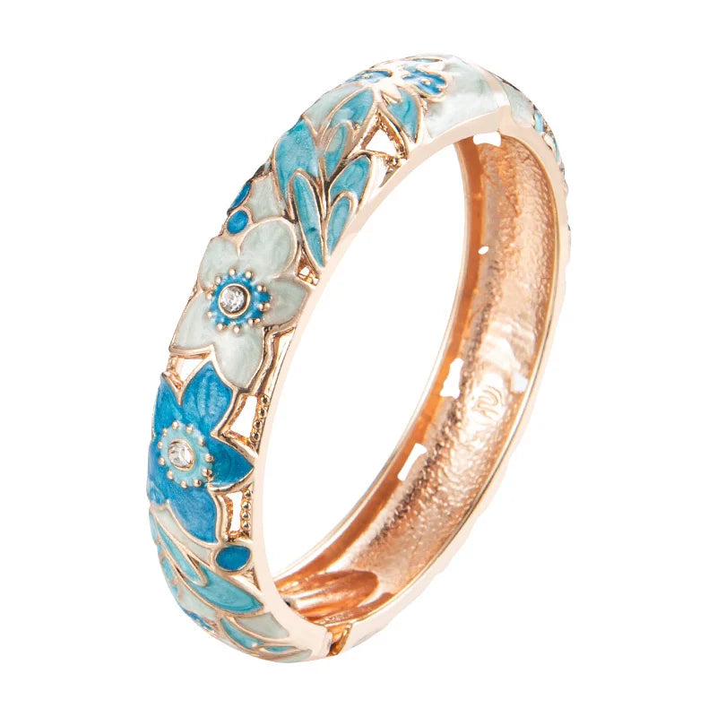 Blush Petals Cloisonné Bangle Duo