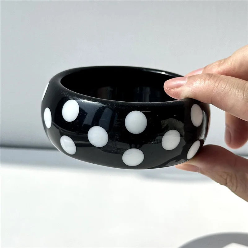 Y2K Polka Dot + Star Resin Cuff Bracelet