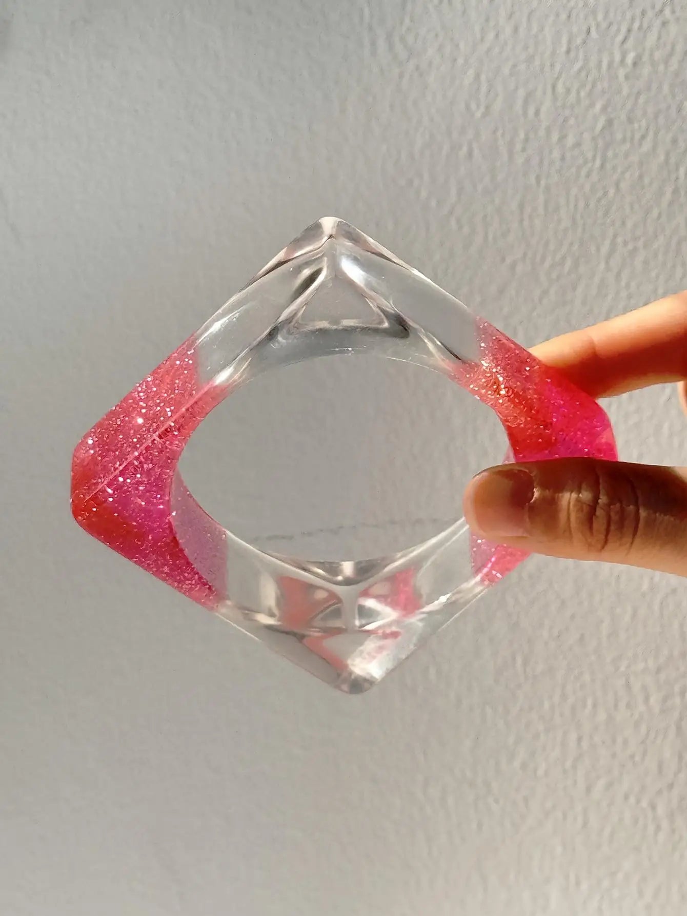 Pink Twist Illusion Resin Bangle