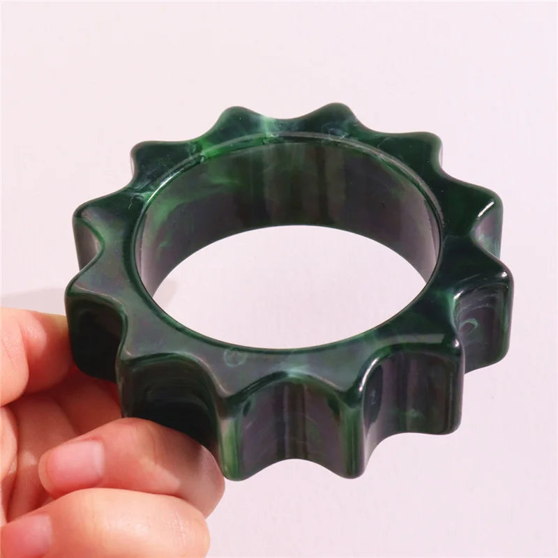 Emerald Mist Irregular Resin Bangle