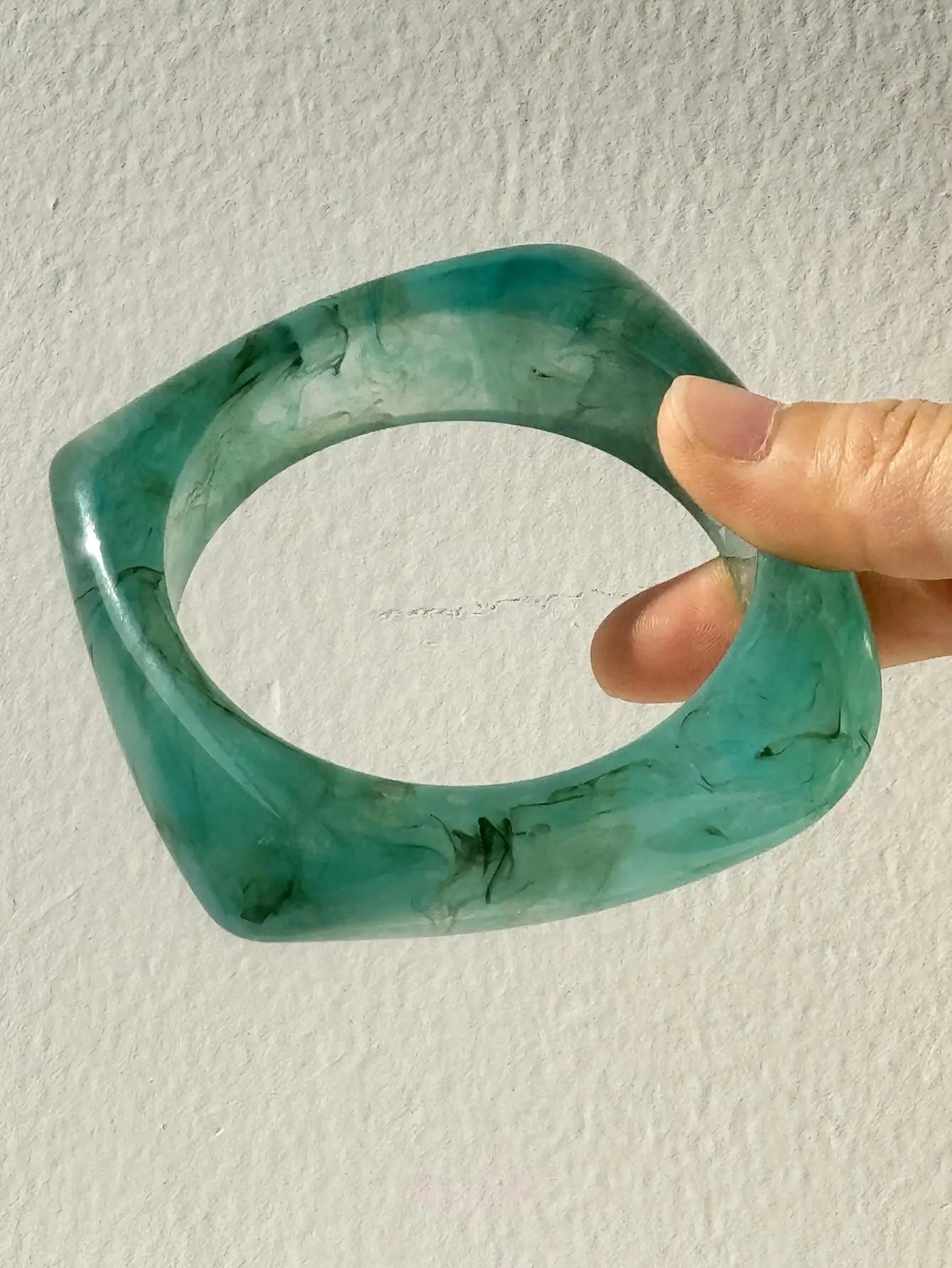 Blue Twisted Irregular Resin Bangle