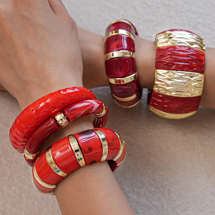 Vintage Scarlet Resin Statement Bangle