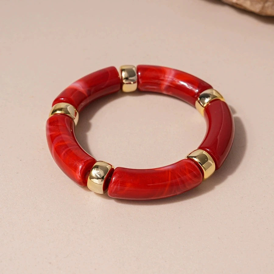 Vintage Scarlet Resin Statement Bangle