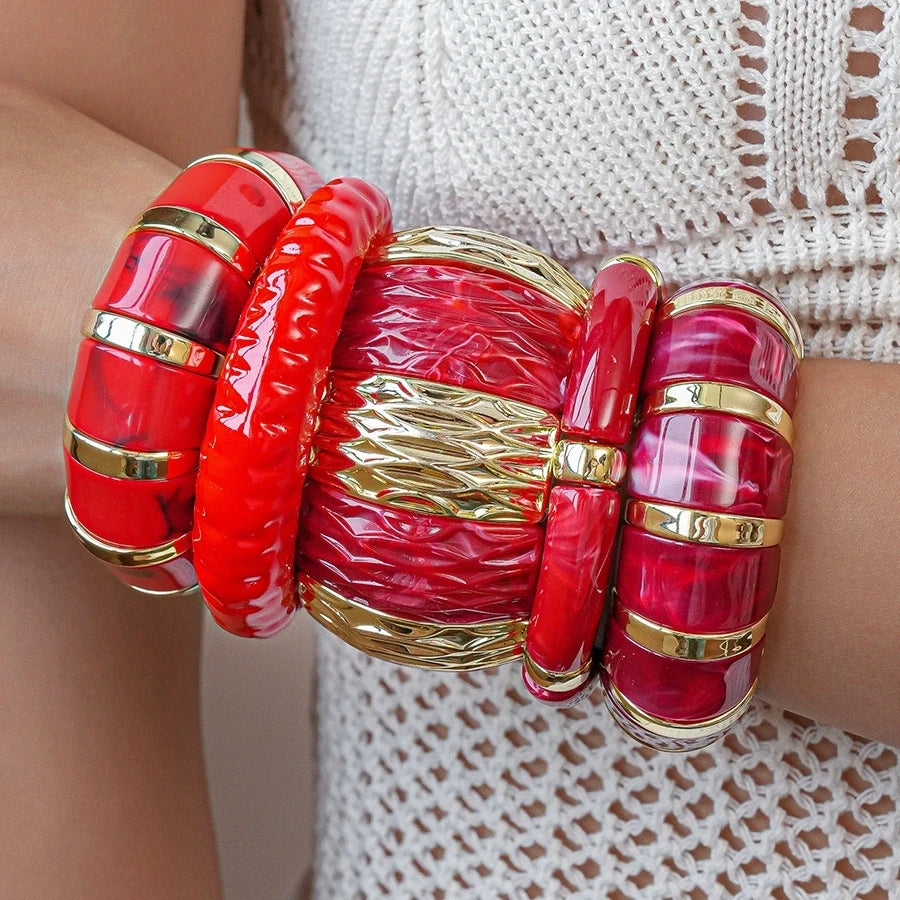 Vintage Scarlet Resin Statement Bangle