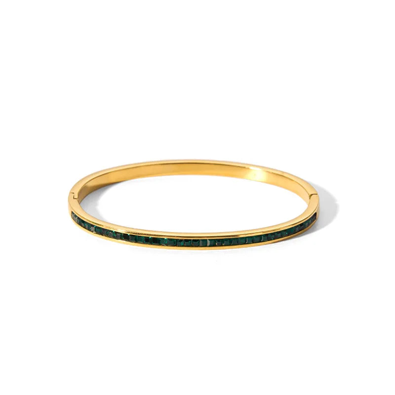 Tarnish-Free Luxe CZ Stainless Steel Bangle