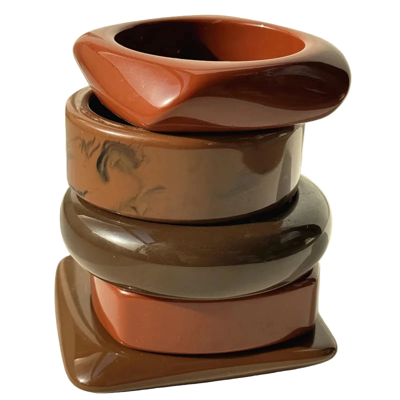 Vintage Brown Resin Stackable Bangles