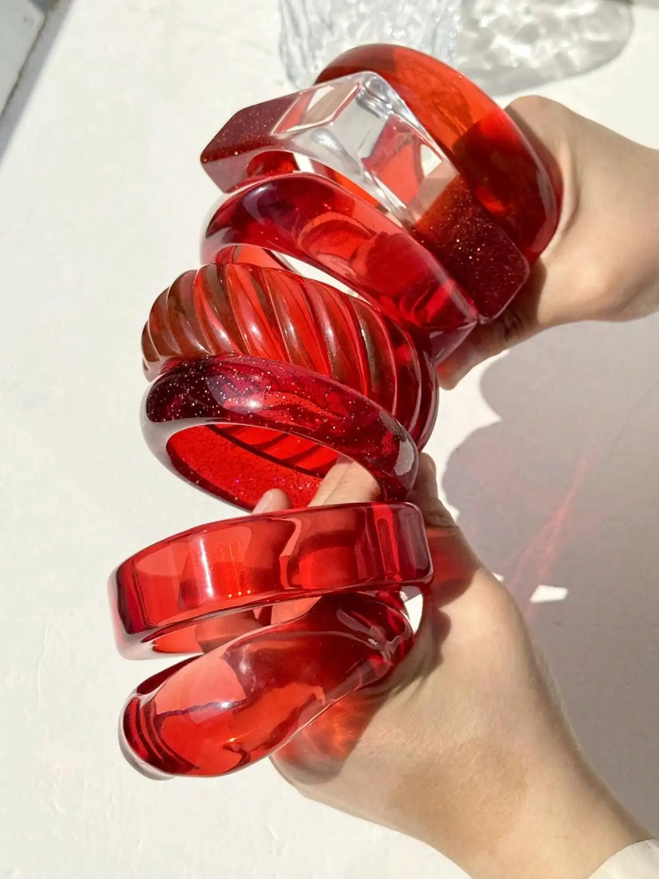 Crimson Sculpt Resin Cuff