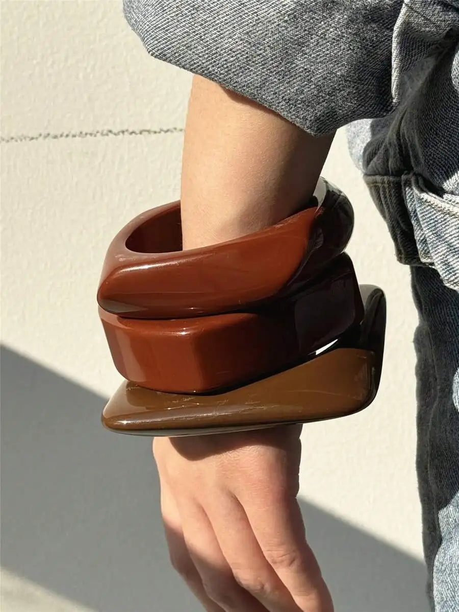 Vintage Brown Resin Stackable Bangles