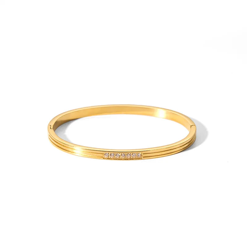 Tarnish-Free Luxe CZ Stainless Steel Bangle