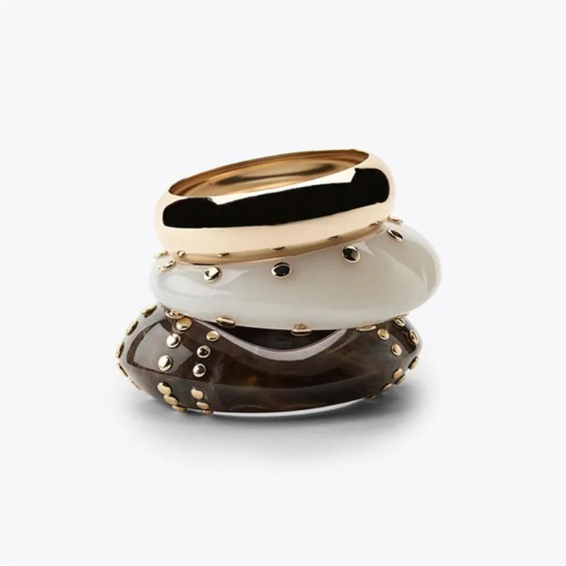 Rivet Resin Statement Bangle