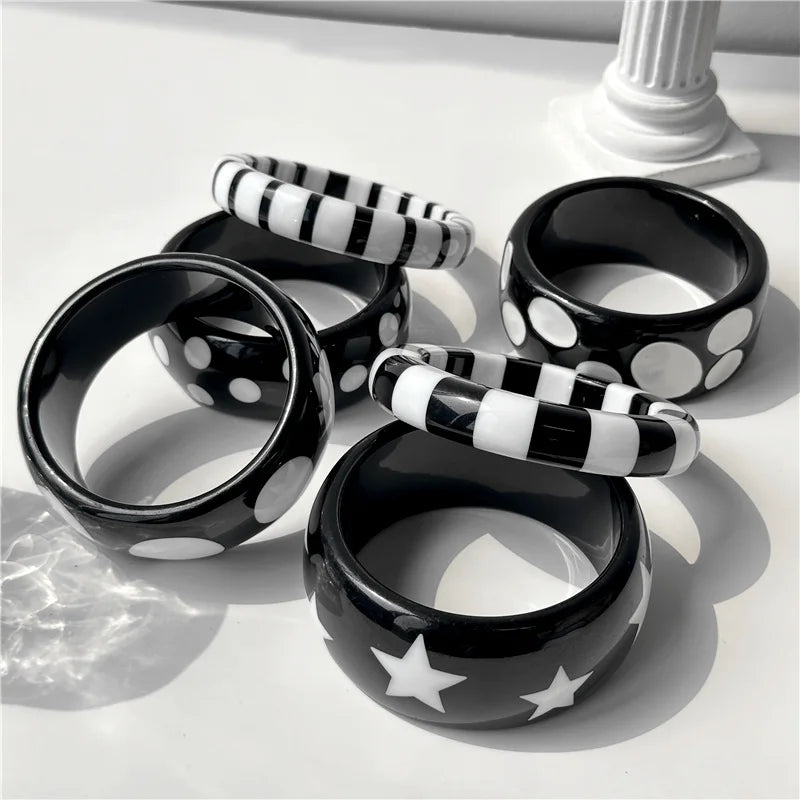 Y2K Polka Dot + Star Resin Cuff Bracelet