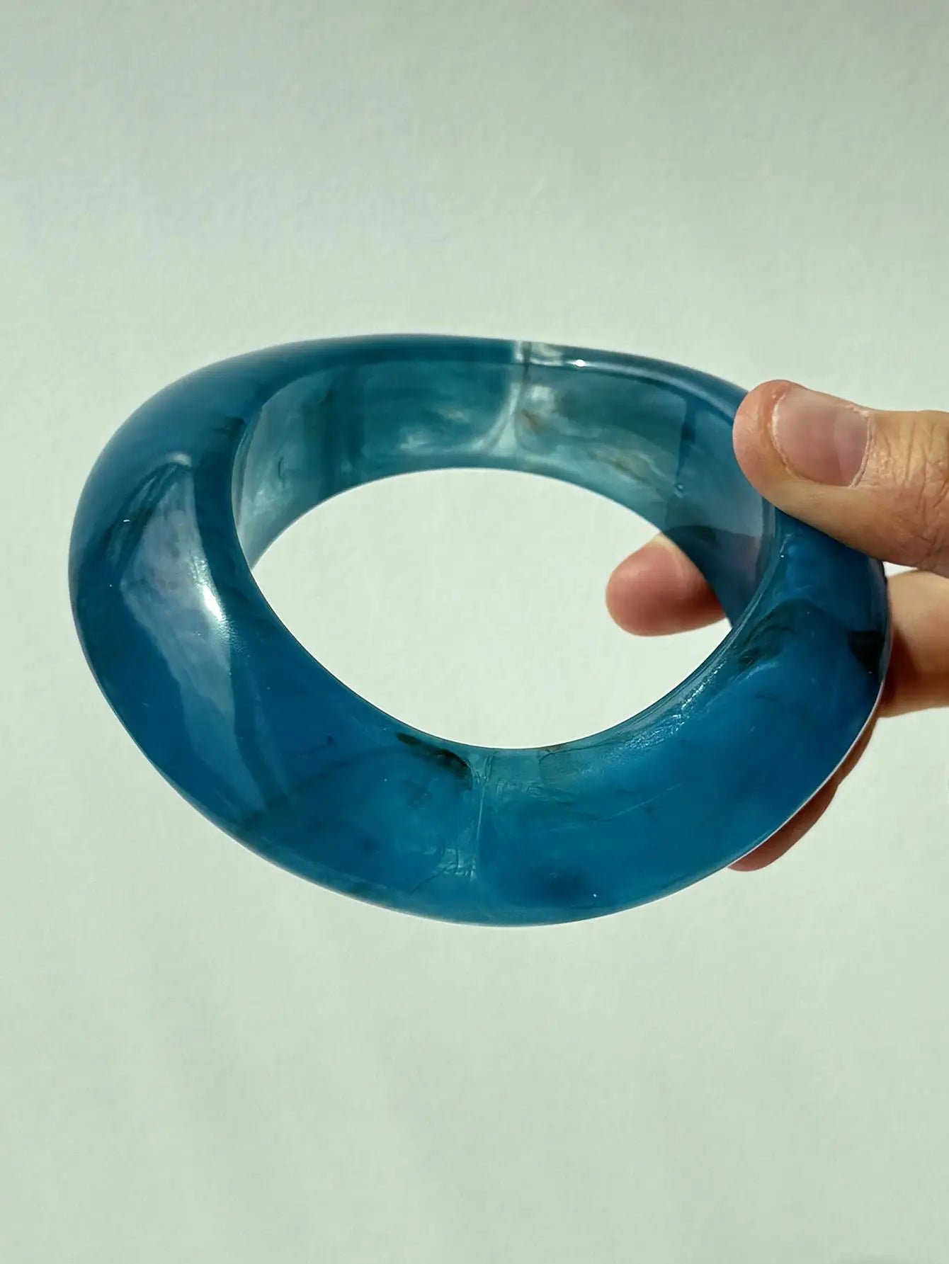 Blue Twisted Irregular Resin Bangle