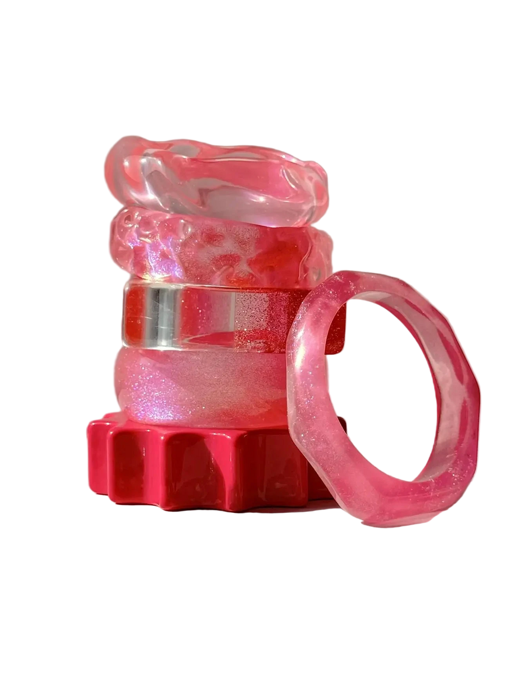 Pink Twist Illusion Resin Bangle