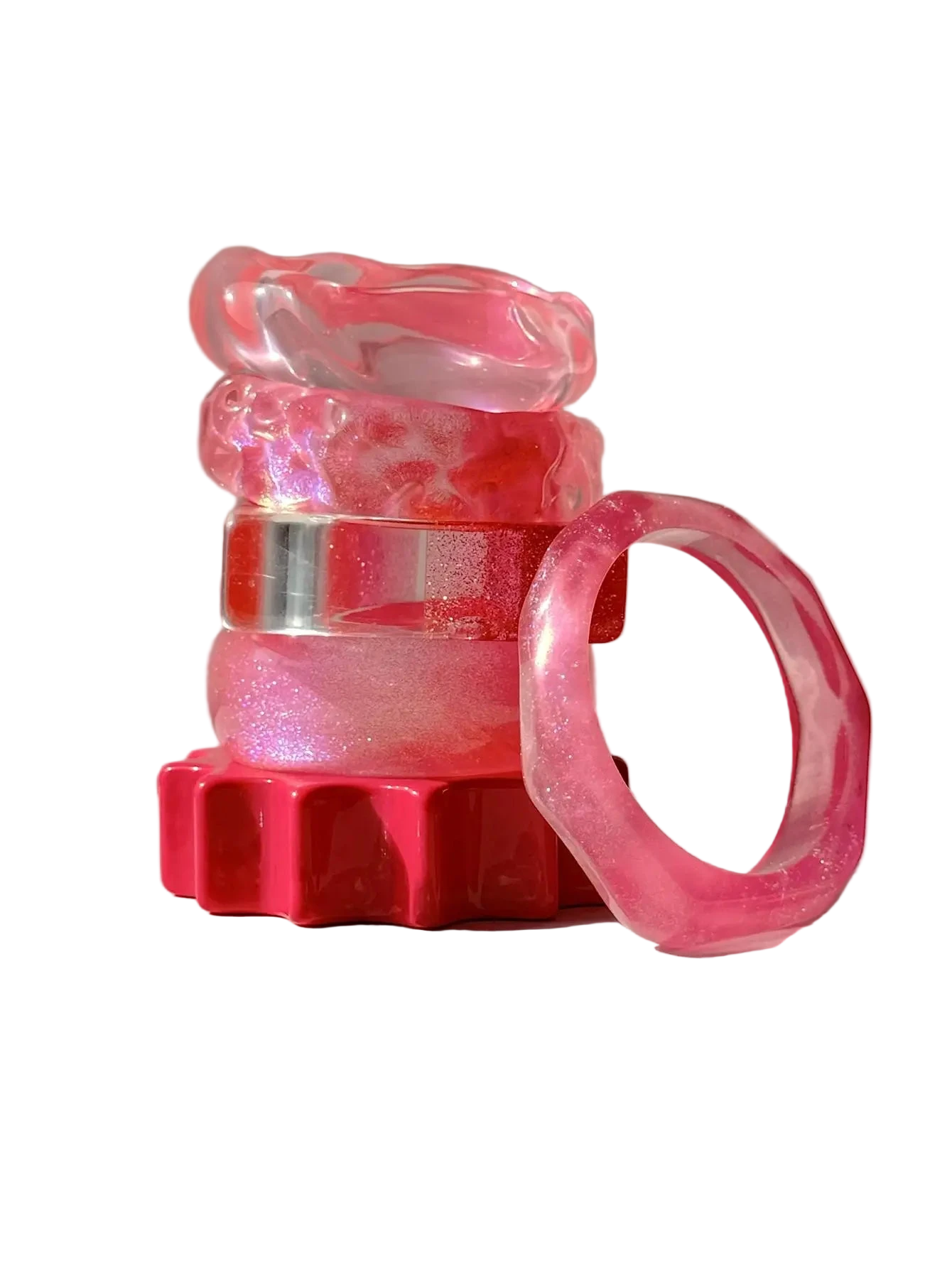 Pink Twist Illusion Resin Bangle