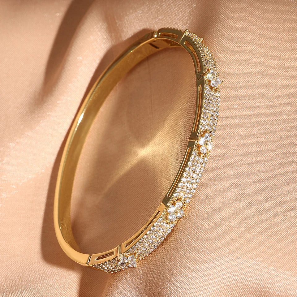 4-Leaf Zircon Luxe Bracelet — Single or Bracelet + Ring Set