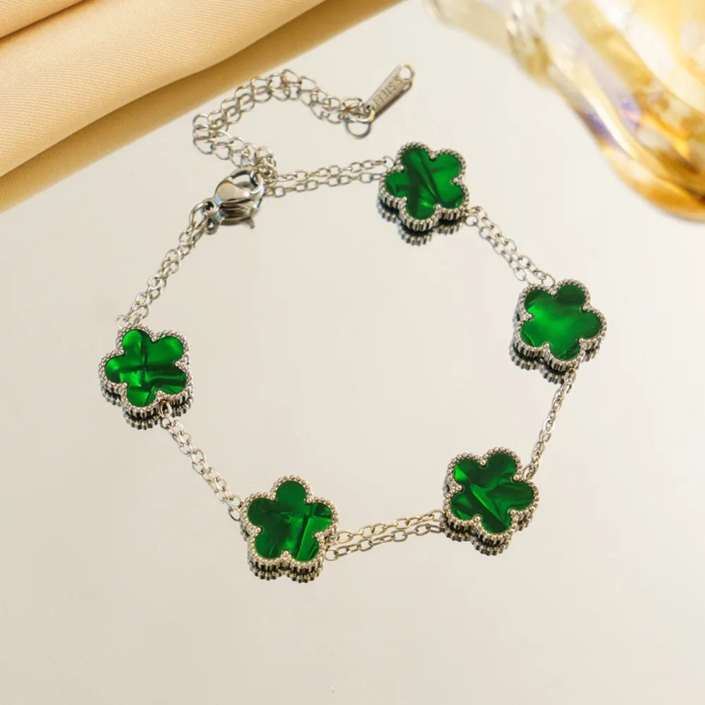 Lucky Clover Bloom Bracelet – Silver