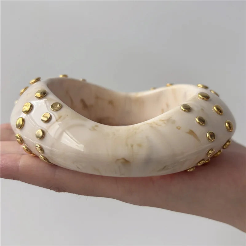 Rivet Resin Statement Bangle