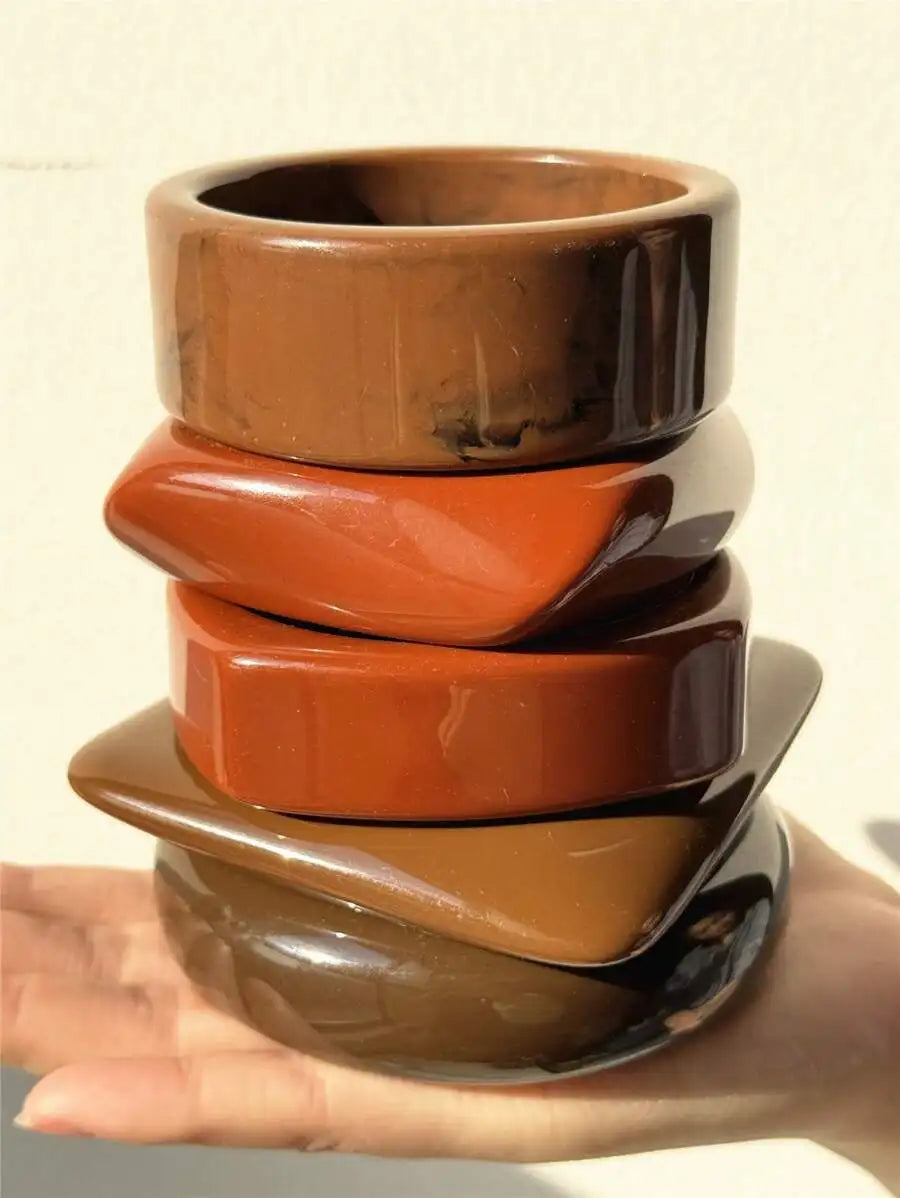 Vintage Brown Resin Stackable Bangles