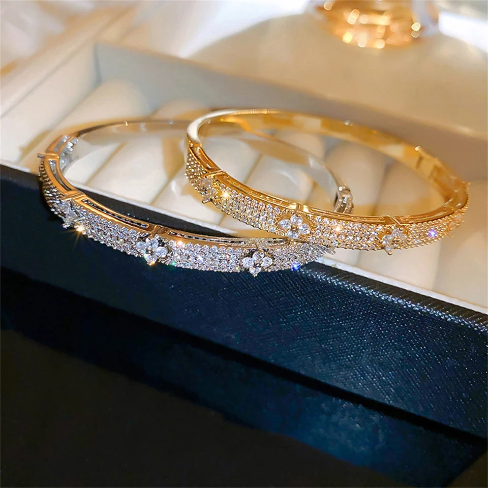 4-Leaf Zircon Luxe Bracelet — Single or Bracelet + Ring Set